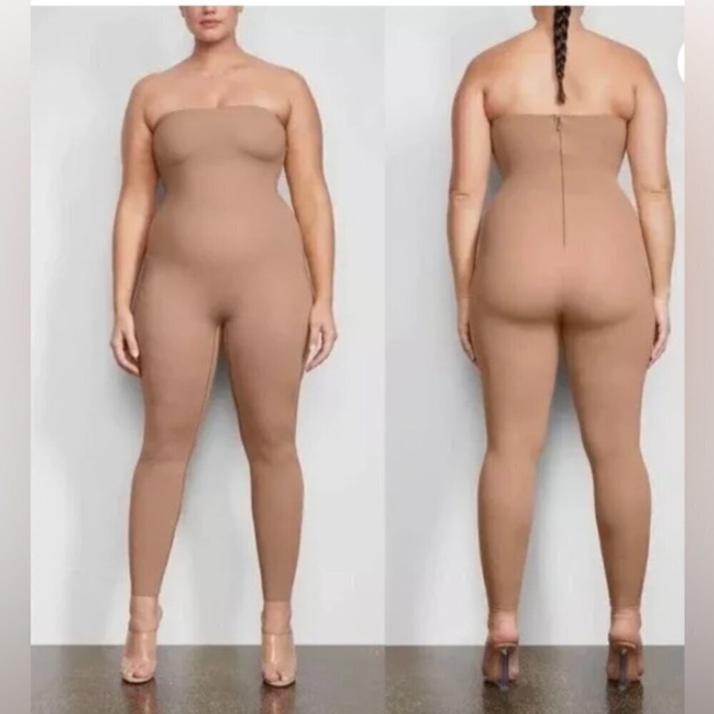 SKIMS Seamless Full-Body Shapewear Bodysuit | Tan, Strapless, NWT XXS